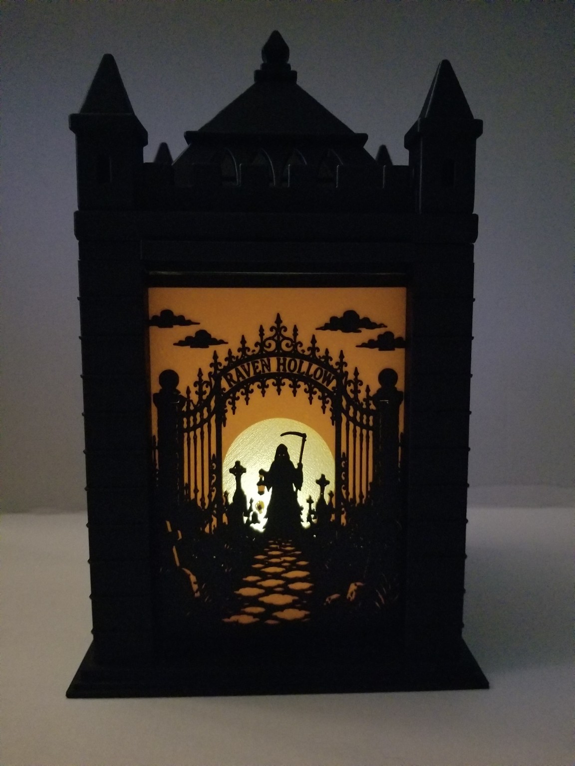 Illuminated graveyard and reaper CastleGlow panel