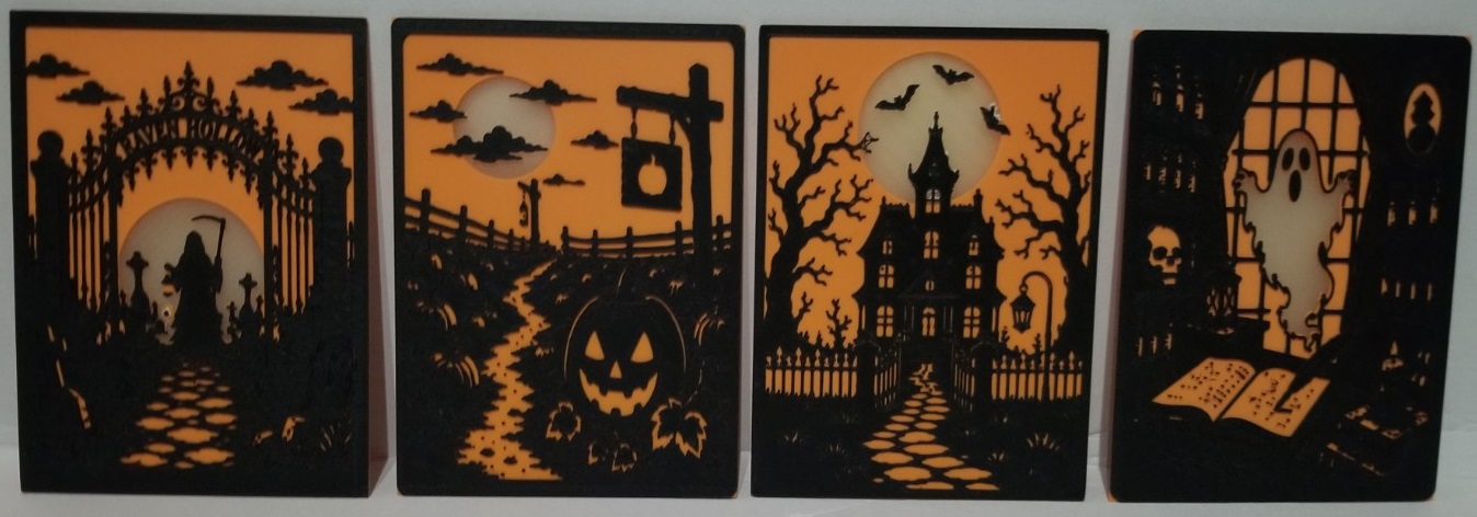 All four interchangeable CastleGlow Halloween panels